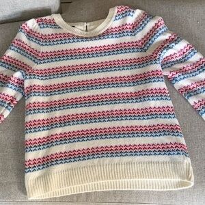Talbots Red, Blue, and Cream Patterned Sweater